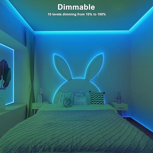 Miniatura 4 de Tatazone Tira de luces LED COB azul hielo Max con control remoto y fuente de alimentación, tira de luz LED COB brillante regulable de 16.4 pies,