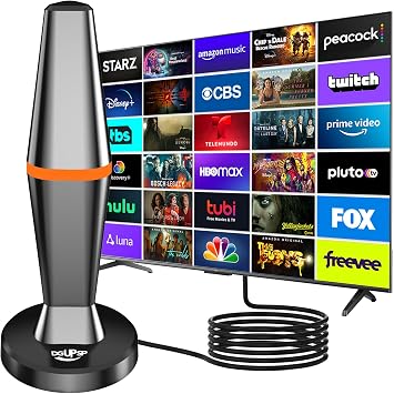 2026 Digital TV Antenna for Smart TV Indoor, TV Antenna for Local Channels with Strong Magnetic Base, 360 Reception HD Antennas for TV Indoor 4K Supports Smart & Older TVs - 10FT Long Cables