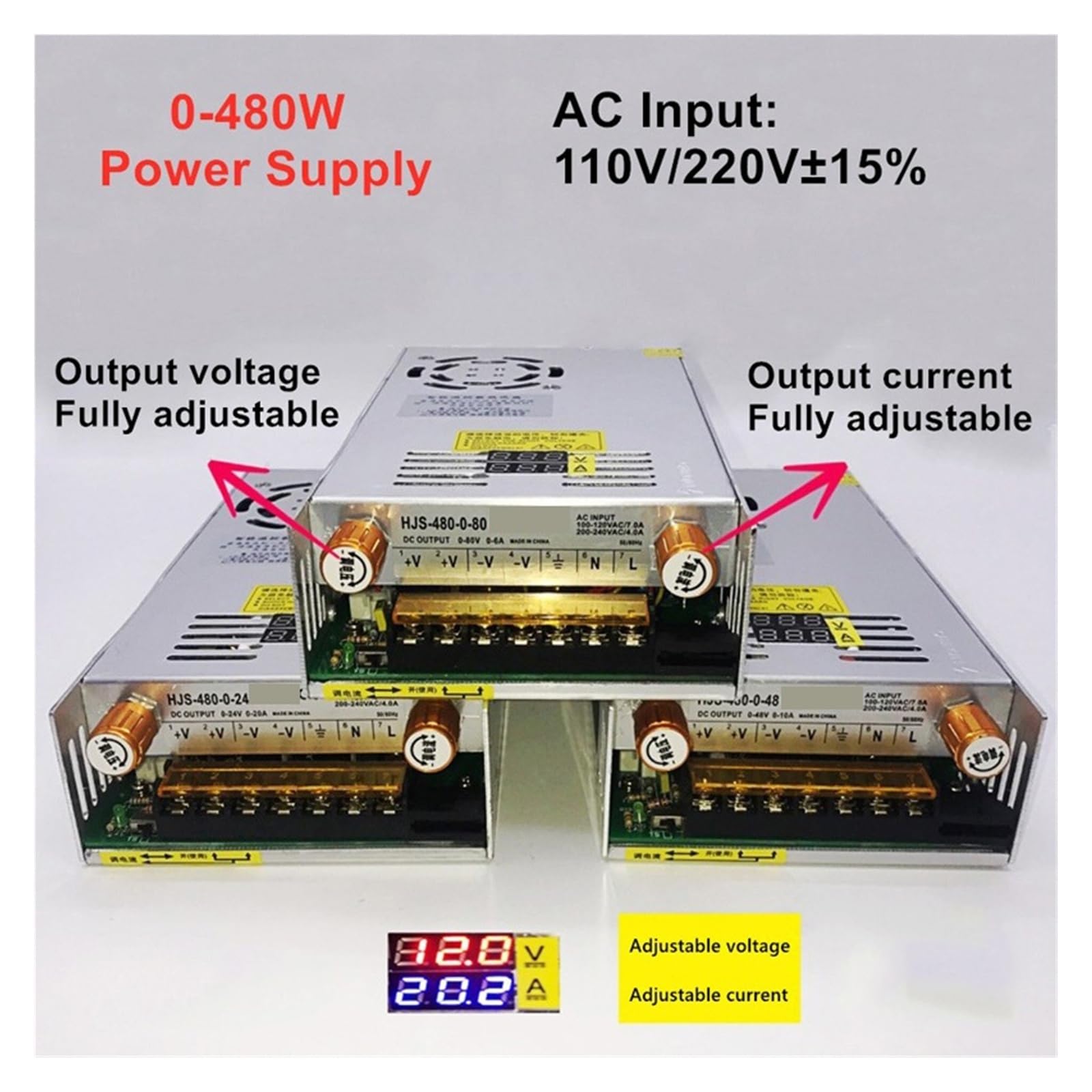 0-5 V 12 V 24 V do 0-220 V zasilacz impulsowy regulowany 480 W
