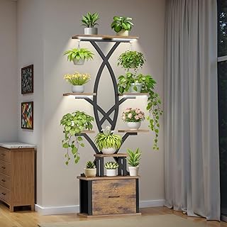 Plant Stand Indoor with Grow Lights - 8 Tiered Plant Shelf with Storage ...