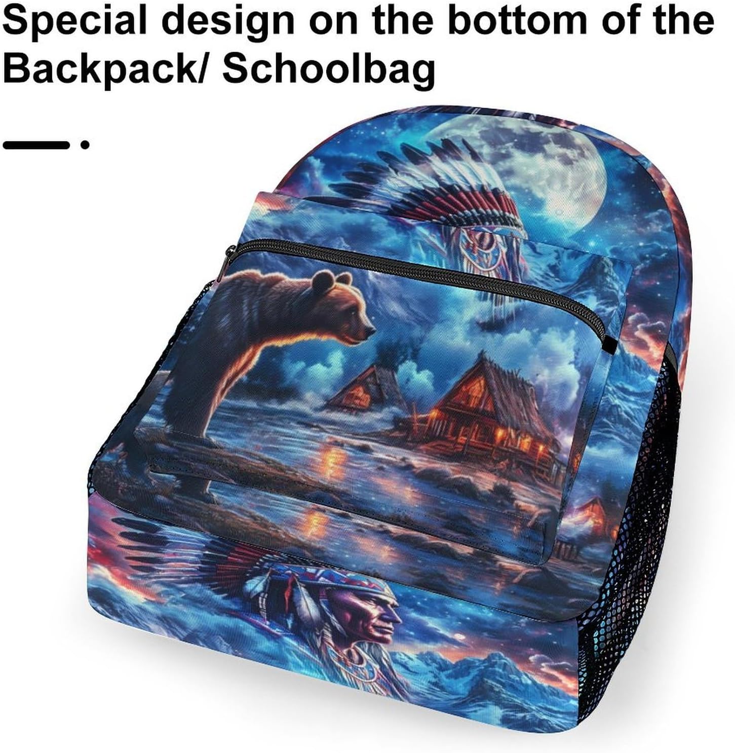 Indian Bear Laptop Backpack Lightweight Travel Daypack Shoulder Bag for Men Women