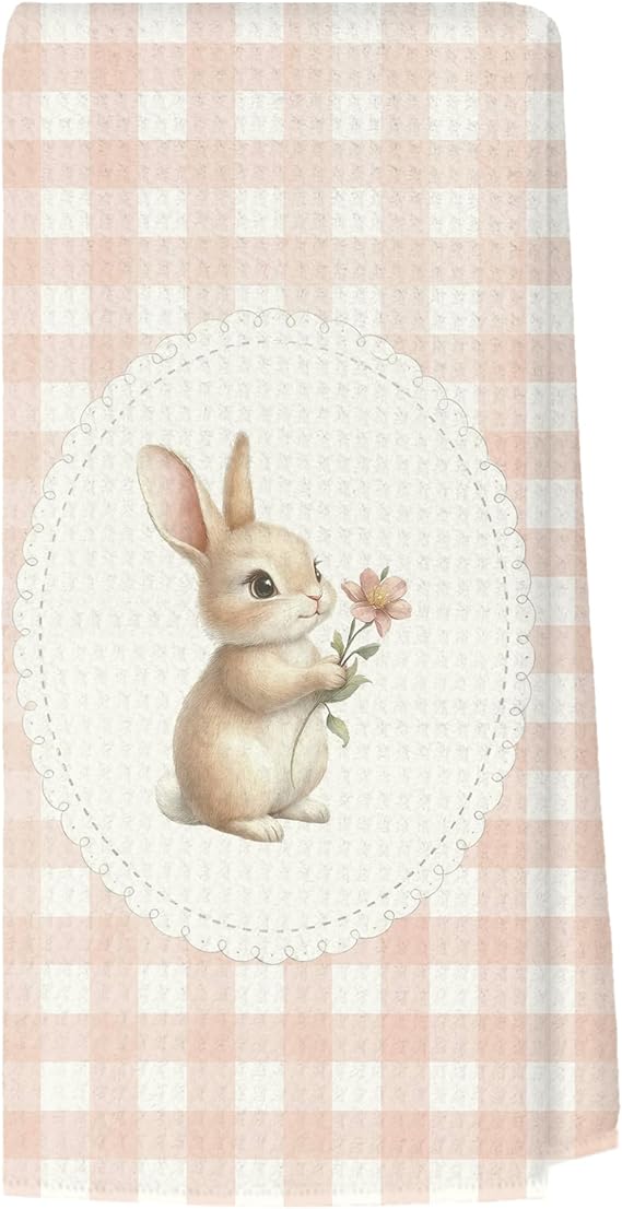 Amazon.com: MZKZCHFE Pink Easter Bunny Kitchen Towels, Easter Bunny ...