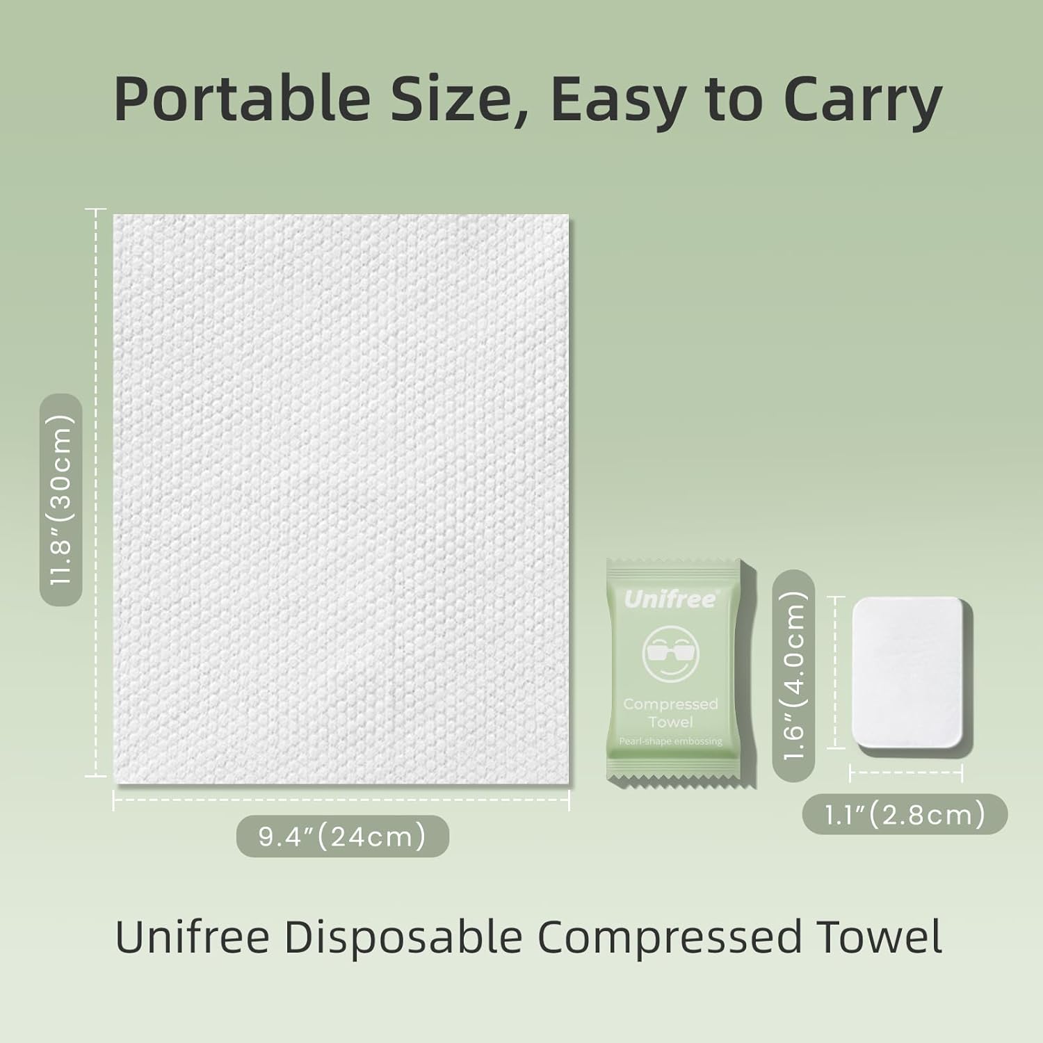 Unifree Compressed Towels Tablets -XL Soft Disposable Face Towels -Portable & Individually Wrapped for Travel, Gym,Home, Game, ldeal for On-the-Go
