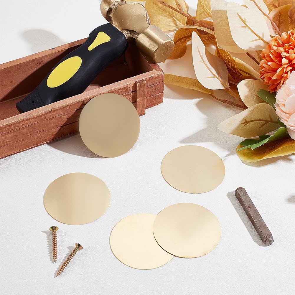 OLYCRAFT Pack Of 5 Round Brass Sheet 6 Cm Diameter Rose Gold Brass - View #6