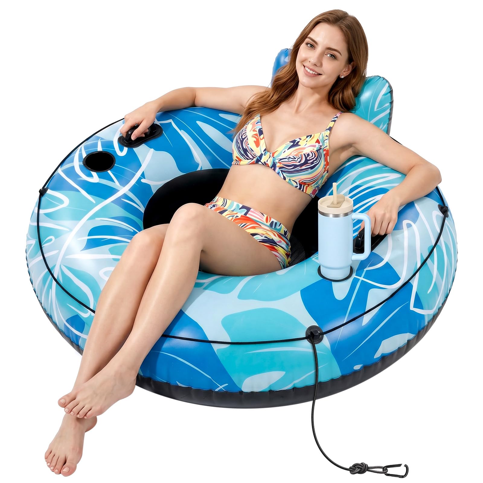 SOLAVERO Gonfiabili Piscina Adulti, Sedia Galleggiante Piscina avec 2 Maniglie e Portabevande, Poltrona Gonfiabile, per Divertimento Estivo e Feste in Acqua