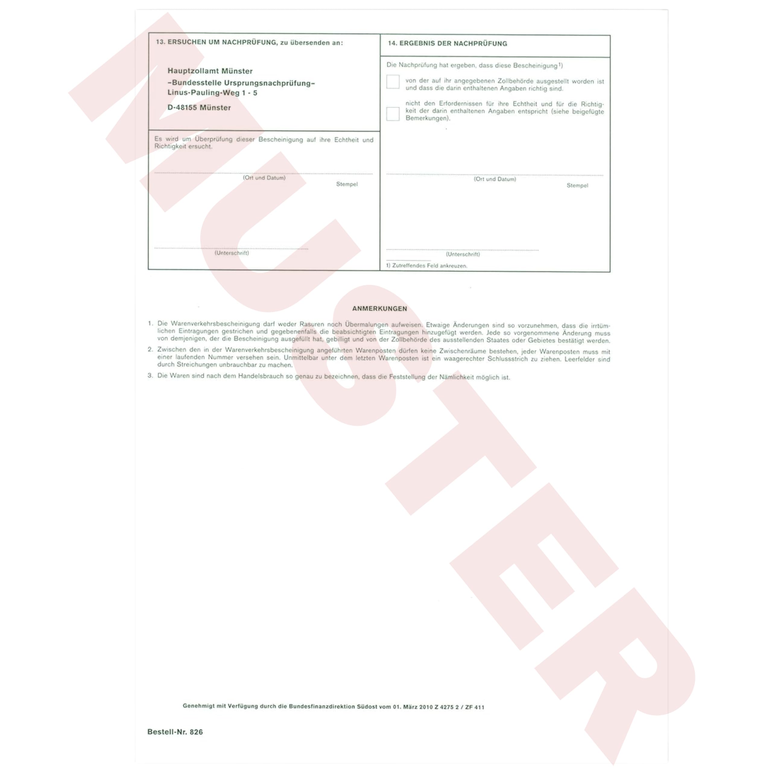 EUR.1 / EUR1 Warenverkehrsbescheinigung 2-fach selbstdurchschreibend als Trennsatz x 50 | DIN A4 + 18 mm Trennleiste am Kopf | Premium Markenqualität – Made in Germany