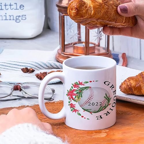 Personalized Ceramic Mug Baseball Wreath Plain White Mug Gift For Him Or Her World Cup 2022 Mockup Coffee Mug Ceramic Coffee Mug Mock Secret Santa