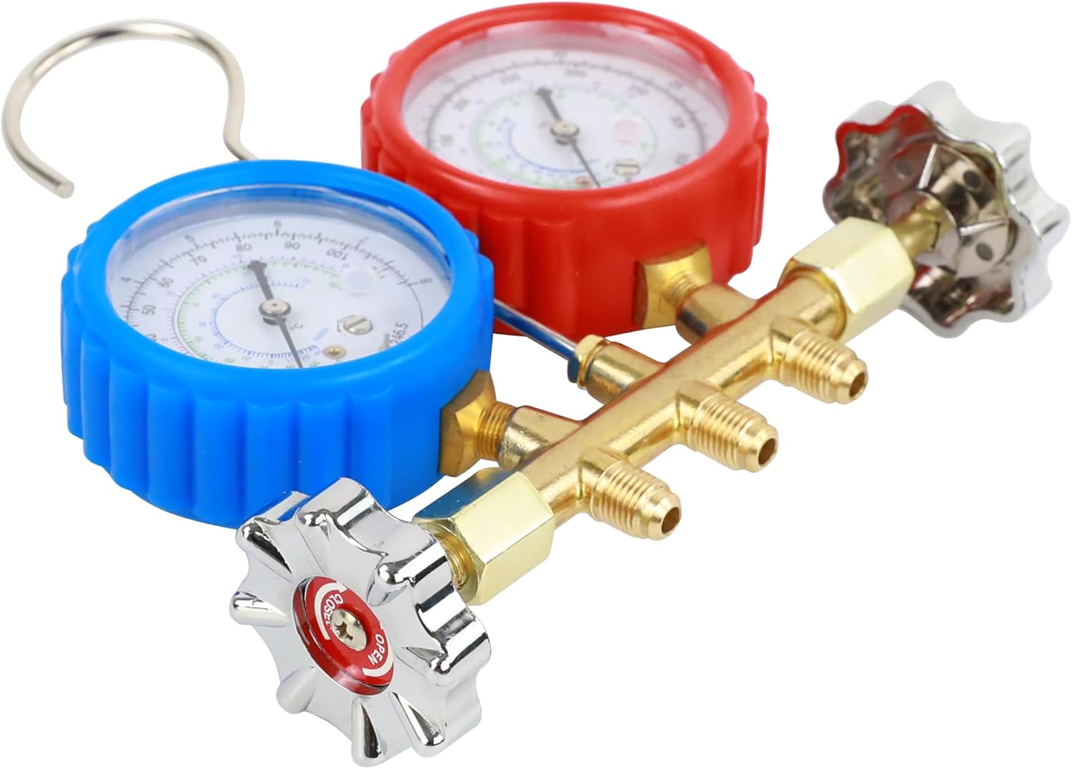 R290 and R600A Manifold Gauge Set 3 Way HVAC Air Conditioning Diagnostic Tool Kit with 24 inch Hoses