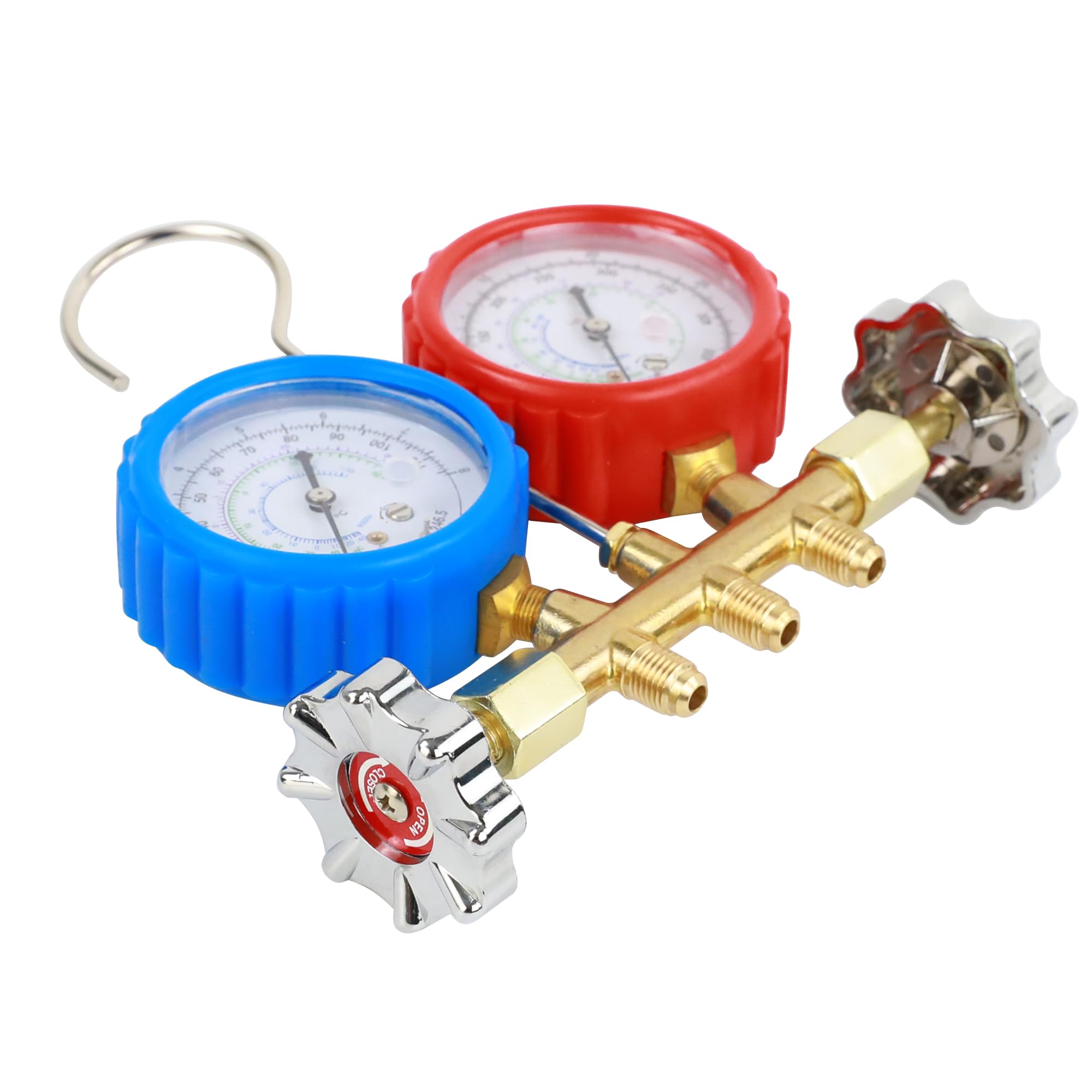 R290 y R600A - Kit de diagnóstico de 3 vías para aire acondicionado HVAC con mangueras de 24 pulgadas