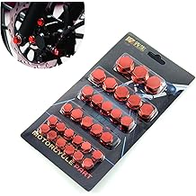 ZKFAR 30 PCS Motorcycle Modification Screw Cap Covers, 4 Sizes Waterproof Durable Metal Scooter Hexagon Nut Decoration Accessories, Universal Vehicle Engine Bolt Cap Covers Replacements (Red)