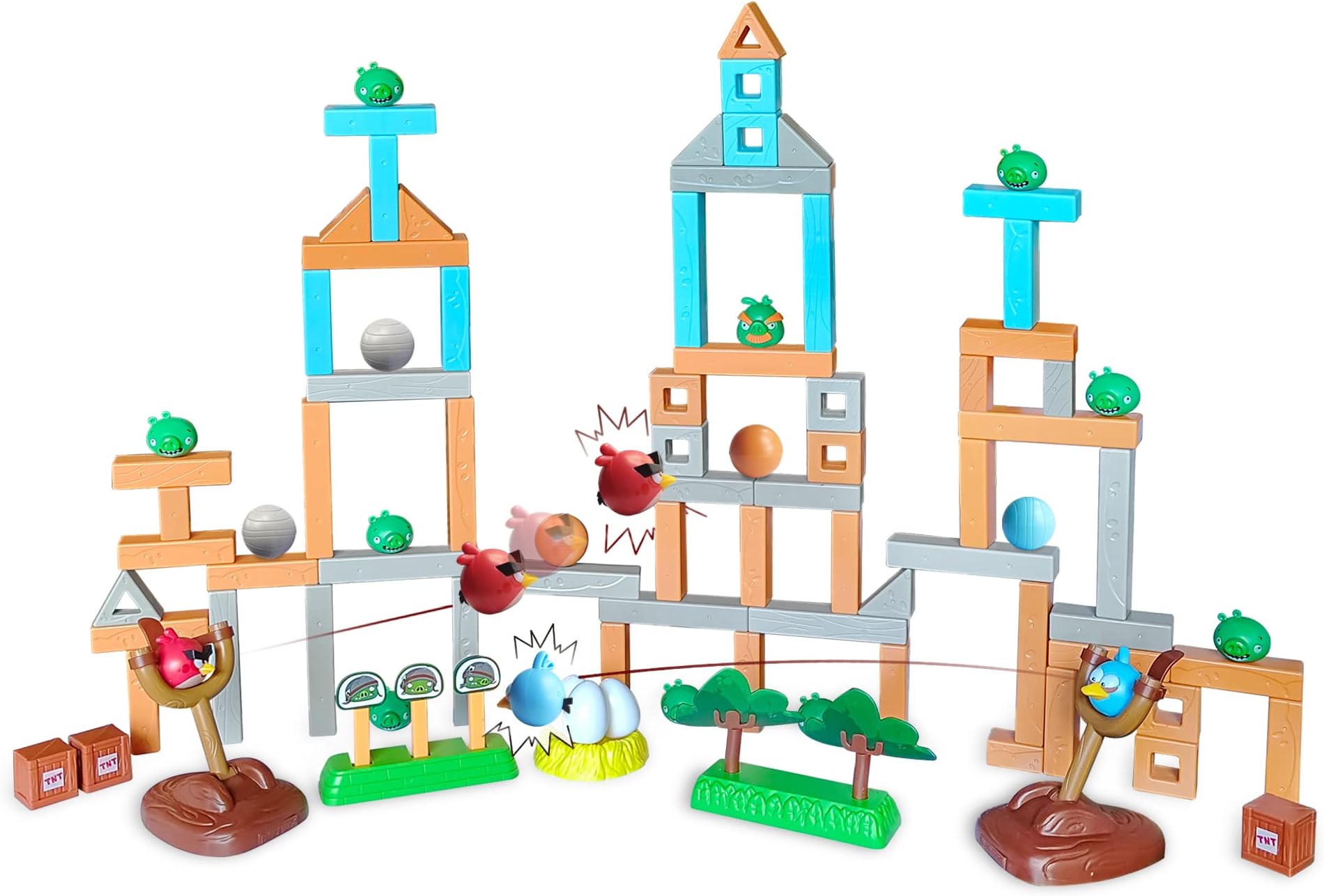 ROLOSO Angry Birds Toys Playsets Build Nโ Launch Construction Brick Assembly Building Blocks Sets Pig City Strike 2 Takedown Space Planet Game Catapult Slingshot Gift Box