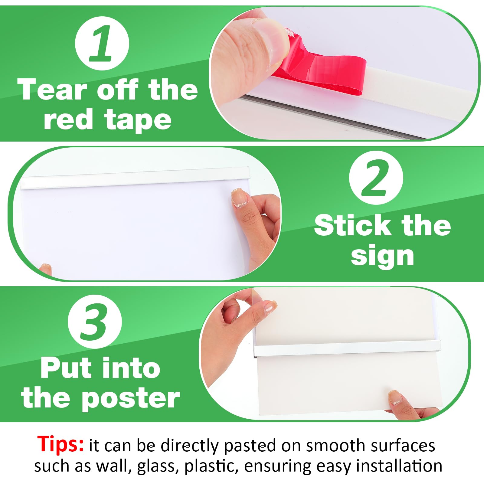 Burbell 12 Pack 8.5" x 11" Acrylic Magnetic Sign Holder Wall Mount A4 Display Picture Frames with Tape Clear Self Adhesive Frames Plastic Document Holder for Home Office Store, No Drilling