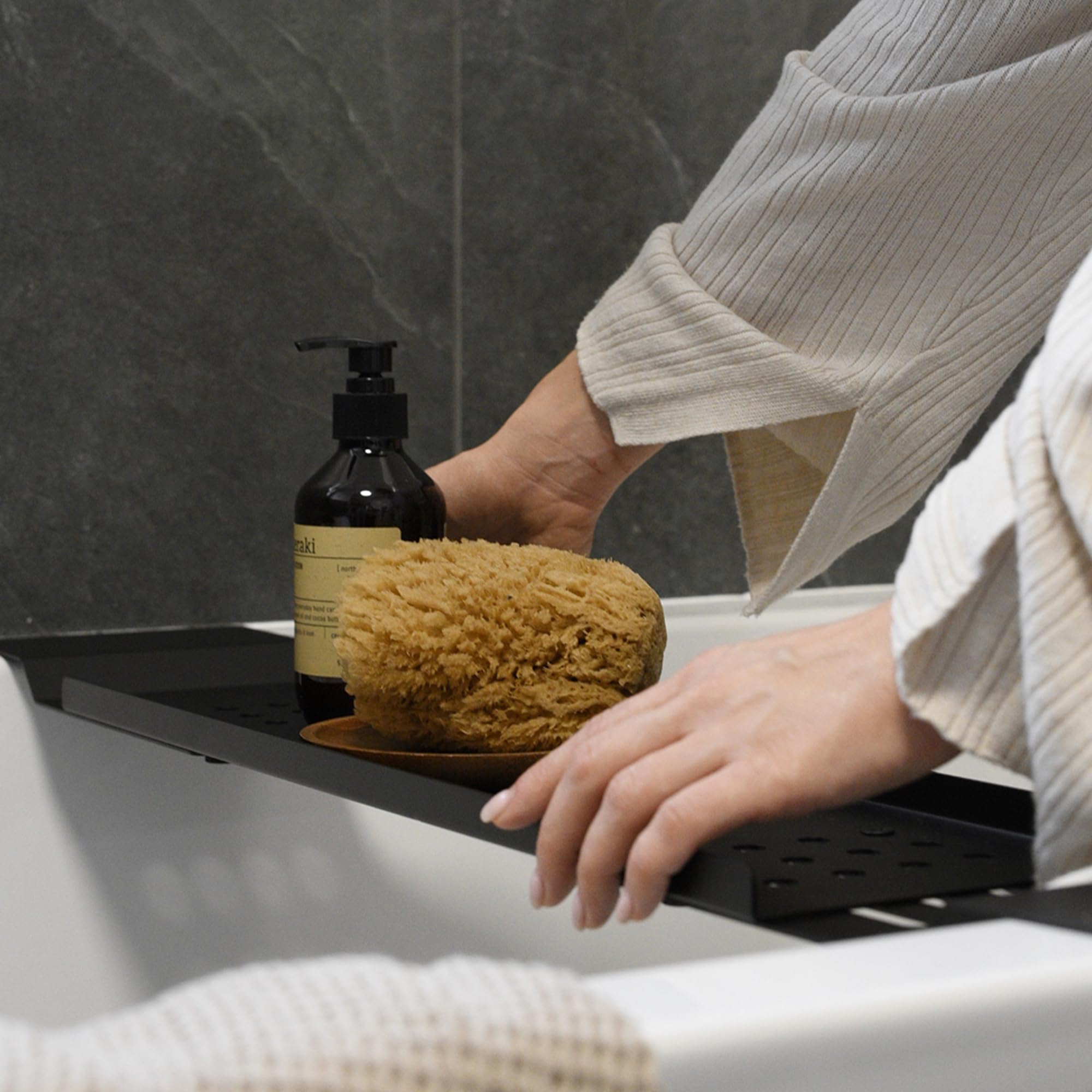 Support De Baignoire Télescopique Antidérapant – Plateau Multifonction Pour Vin, Livre, Bougie & Serviettes (Gris)