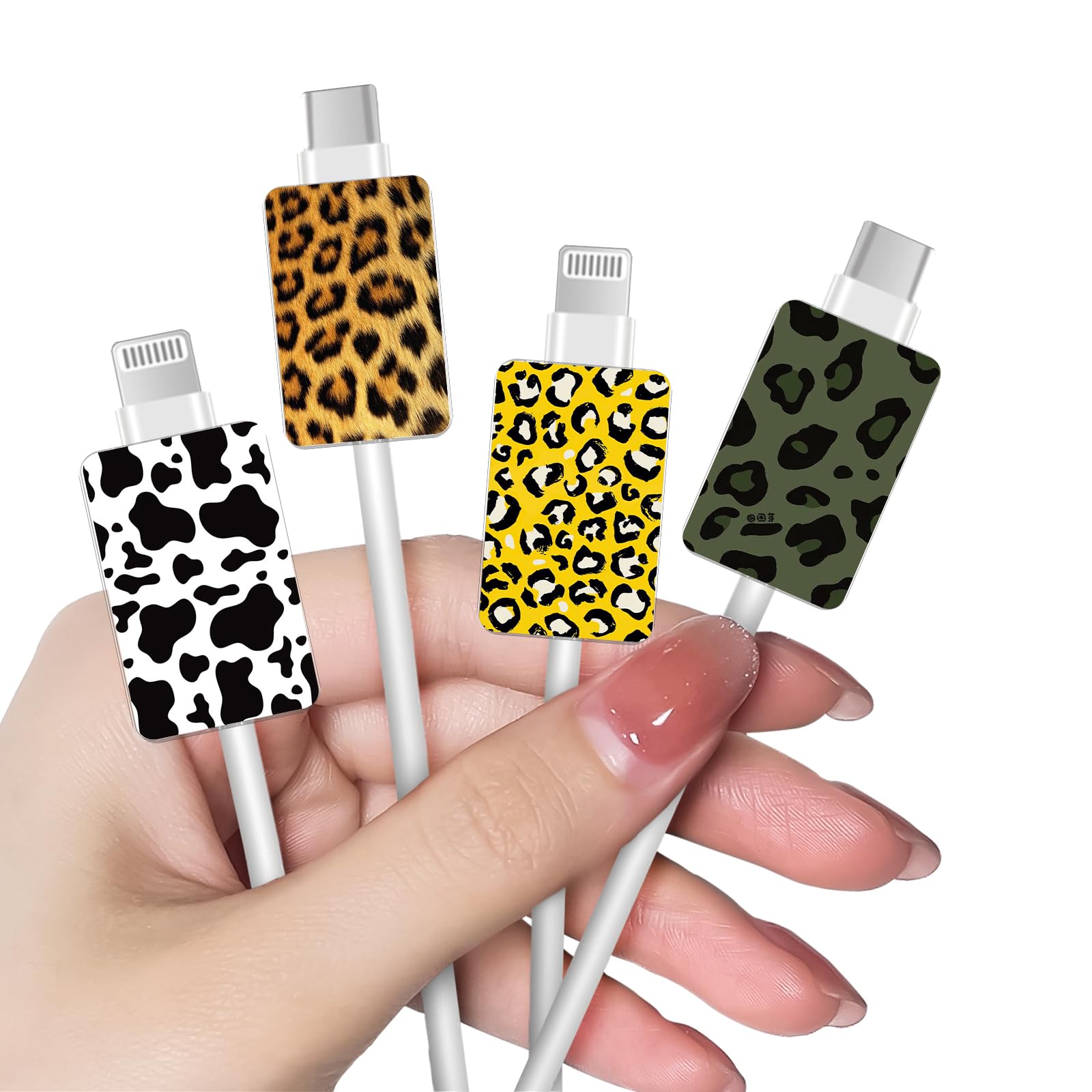 Protettori Cavo USB Type-C Con Stampa Leopardo - 4 Pezzi Per IPhone E Smartphone