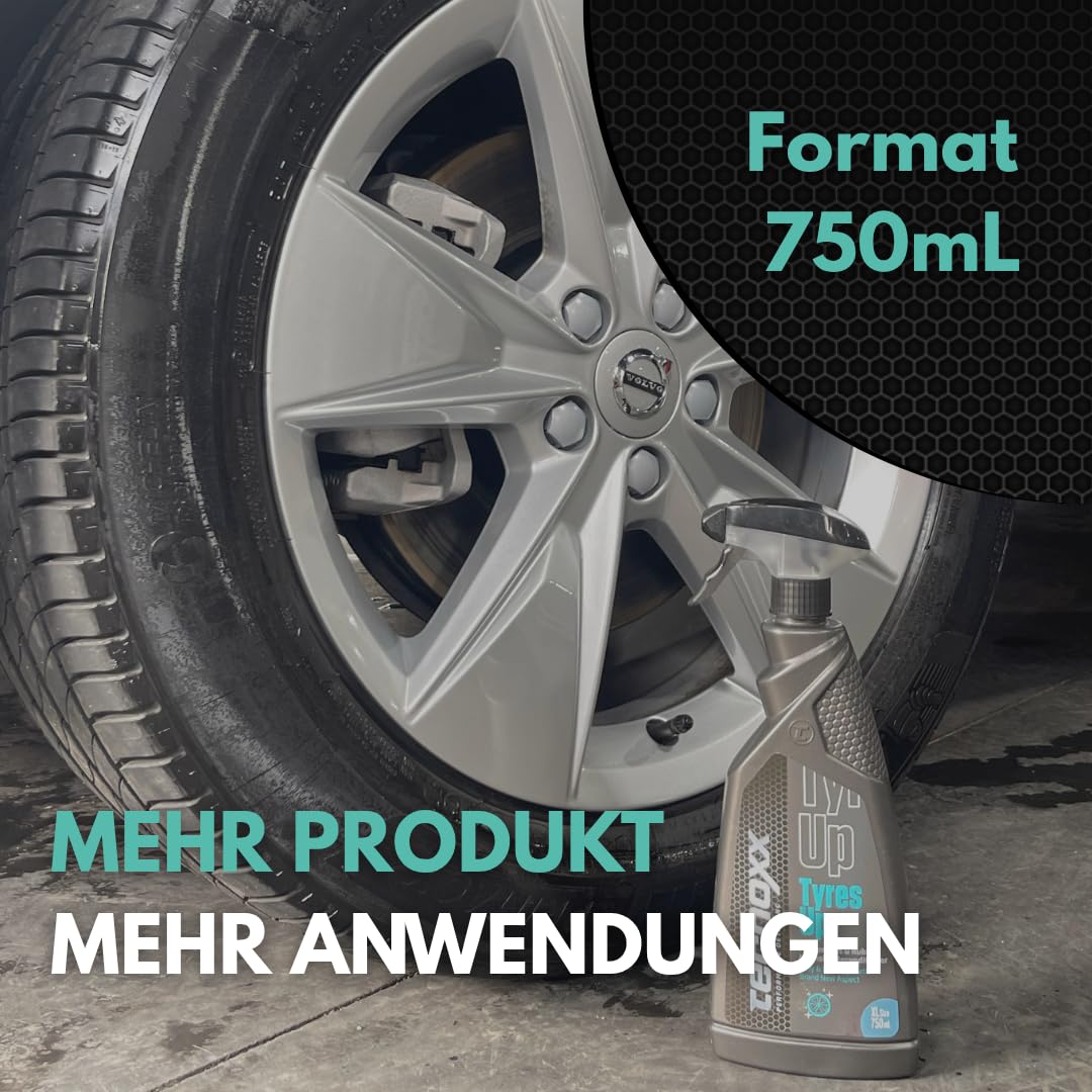 Tyres Up - Glanzmittel und Feuchtigkeitsspender für Autoreifen und Gummi - UV-Schutz, intensiver Glanz und sofortiges Ergebnis - 750 ml mit Sprühflasche