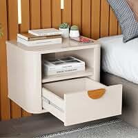 Buriti Mesa de Cabeceira Suspensa 1 Gaveta Nicho Moderna MDF Off White