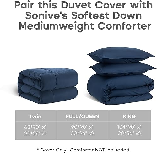 Miniatura 6 de Sonive Juego de funda de edredón súper suave y transpirable, microfibra de doble cepillado, 2 piezas con cierre de cremallera, 8 lazos en las