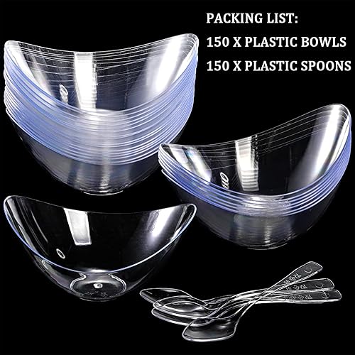 Miniatura 6 de Lawei 150 mini tazas de postre de 2 onzas, bolitas de plástico para postre, platos de postre para aperitivos, cuencos para servir aperitivos,