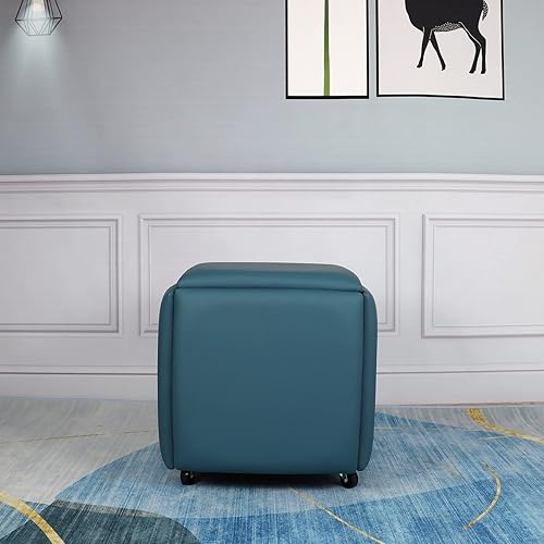 Miniatura 26 de Silla otomana anidable 5 en 1, taburetes apilables, banco otomano cuadrado de cuero, taburete de pie con ruedas para sala de estar, comedor, 15.75 x