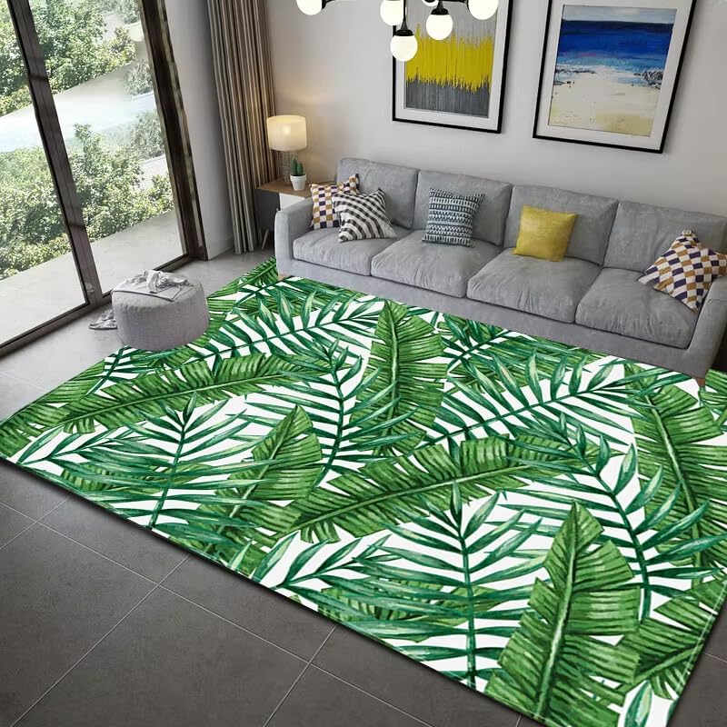 Alfombra antideslizante de hojas tropicales para evitar resbalones en el suelo del salón