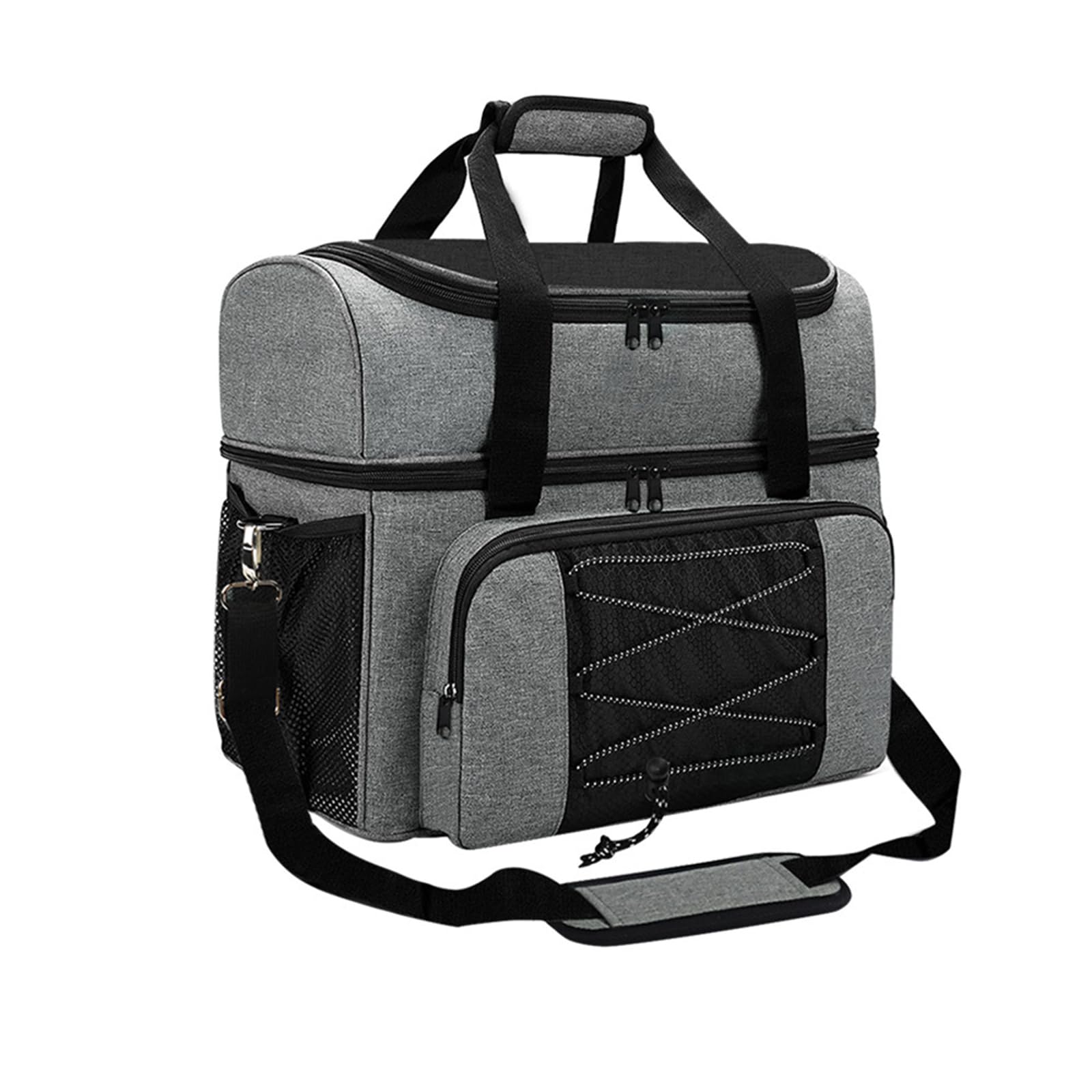 Bolsa de bolos con dos bolas, compartimento superior para zapatos con capacidad para un par de zapatos de hasta la talla 16, interior equipado con correas acolchadas ajustables para los