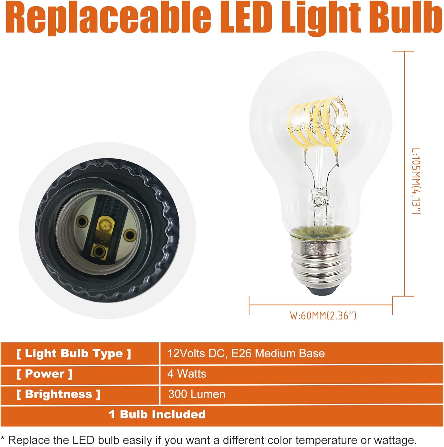 Facon 12V LED RV Wall Sconce with Switch and USB Charger Socket(5V 2.4A), Decor Bedside Reading Light for RV Camper, 1X E26 Bulb Included, 12Volts RV Interior Light
