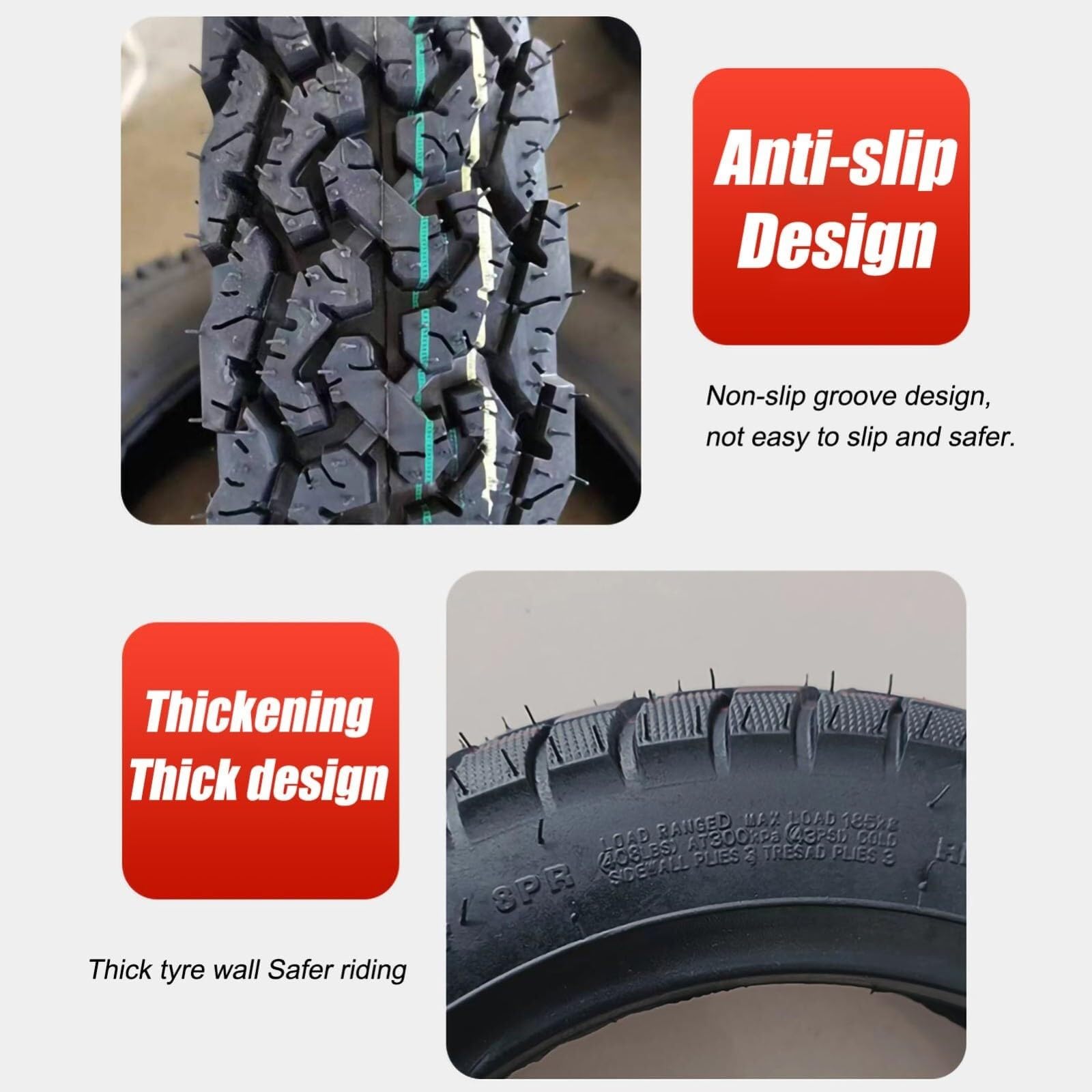 3.00-10 Opona do Skutera Tubeless Głęboki Bieżnik 3.00/10 8PR 49J 3.00 10 407lbs dla Skutera Mobilnościowego E-Bike Wózka Inwalidzkiego