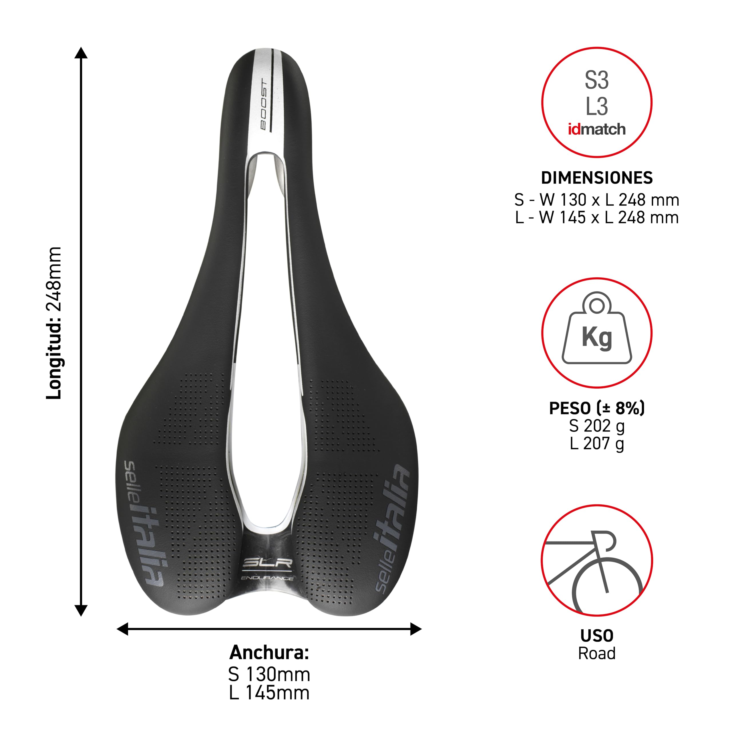 SELLE ITALIA Sillín SLR BOOST ENDURANCE 130x248mm (S3) Superflow