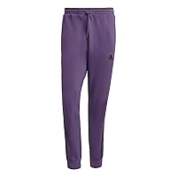 adidas Uomo Essential Three Stripes Fleece Pant, Aurora Plum/Black