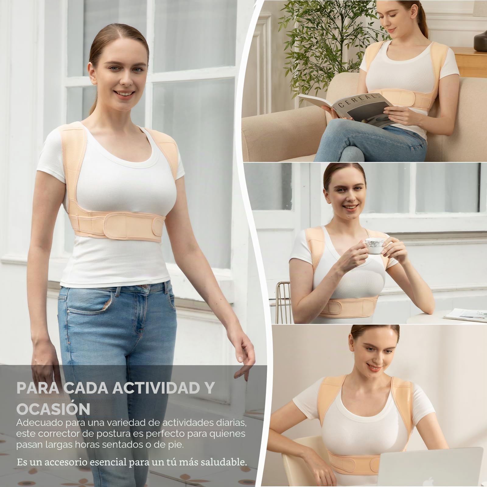Vicorrect Corrector de postura Regolabile Postura Corrector espalda para mantenimiento de espalda, cuello y hombros, cinturón de espalda para mujer para aliviar el dolor del cuello (S/M)