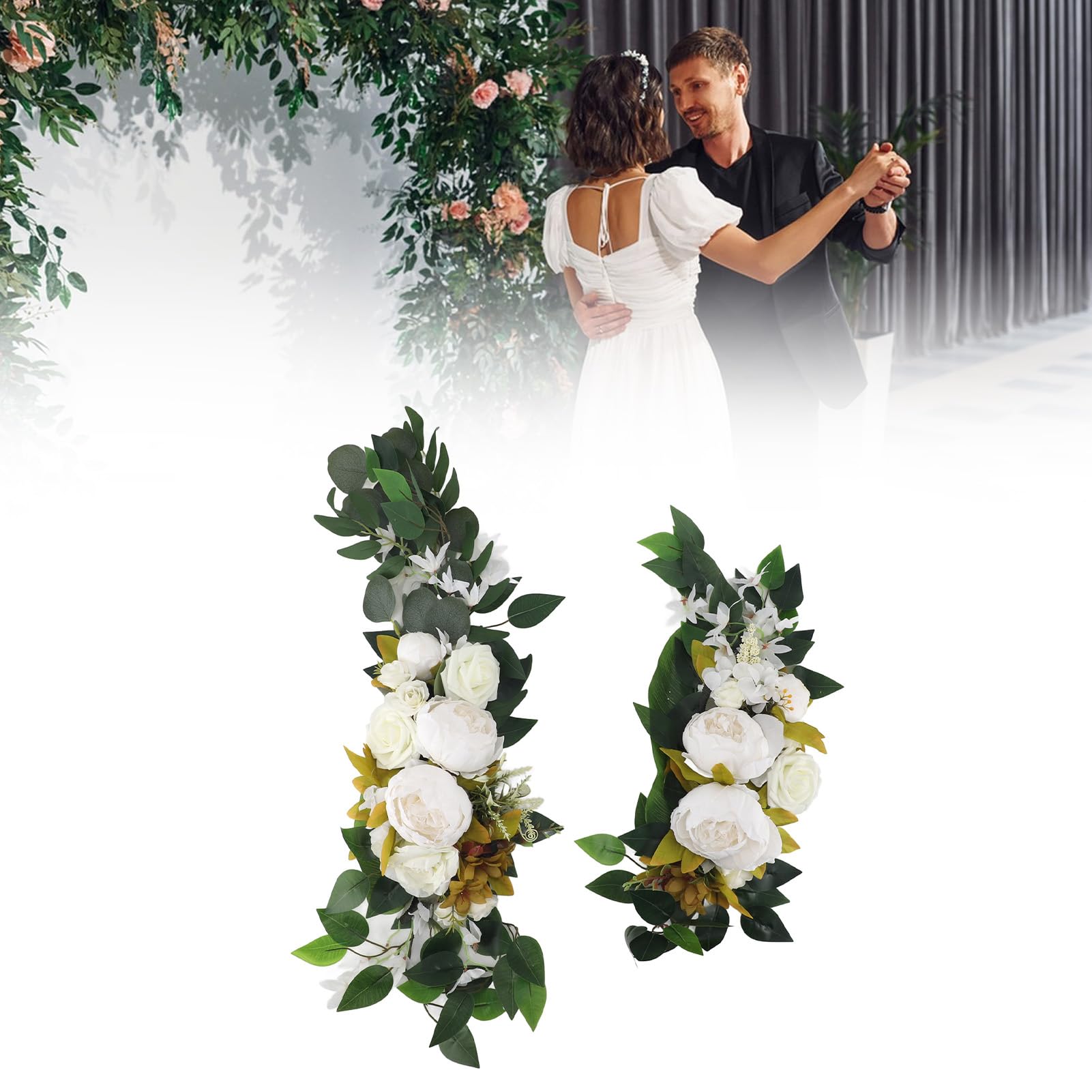 flexman Hochzeitsbogen Blumen, Multifunktionaler Hochzeitsbogen, Künstliche Blumenarrangements, Hochzeitsdekorationen für Den Empfang, Hochzeit (Weiß)