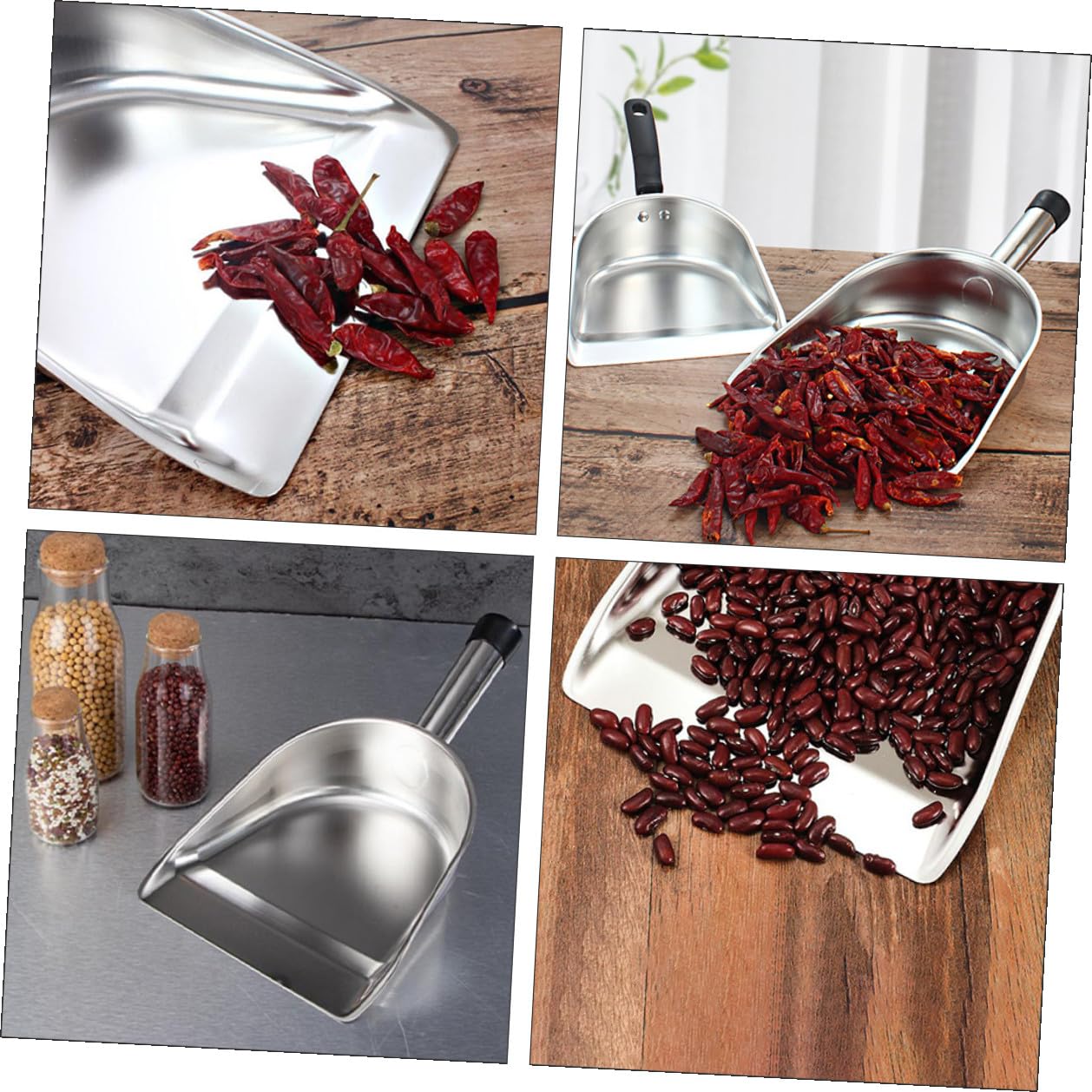 Pelle à Nourriture en Acier Inoxydable Multipurpose Pratique Cuisine Pelle à Riz et Légère et Solide Argentée