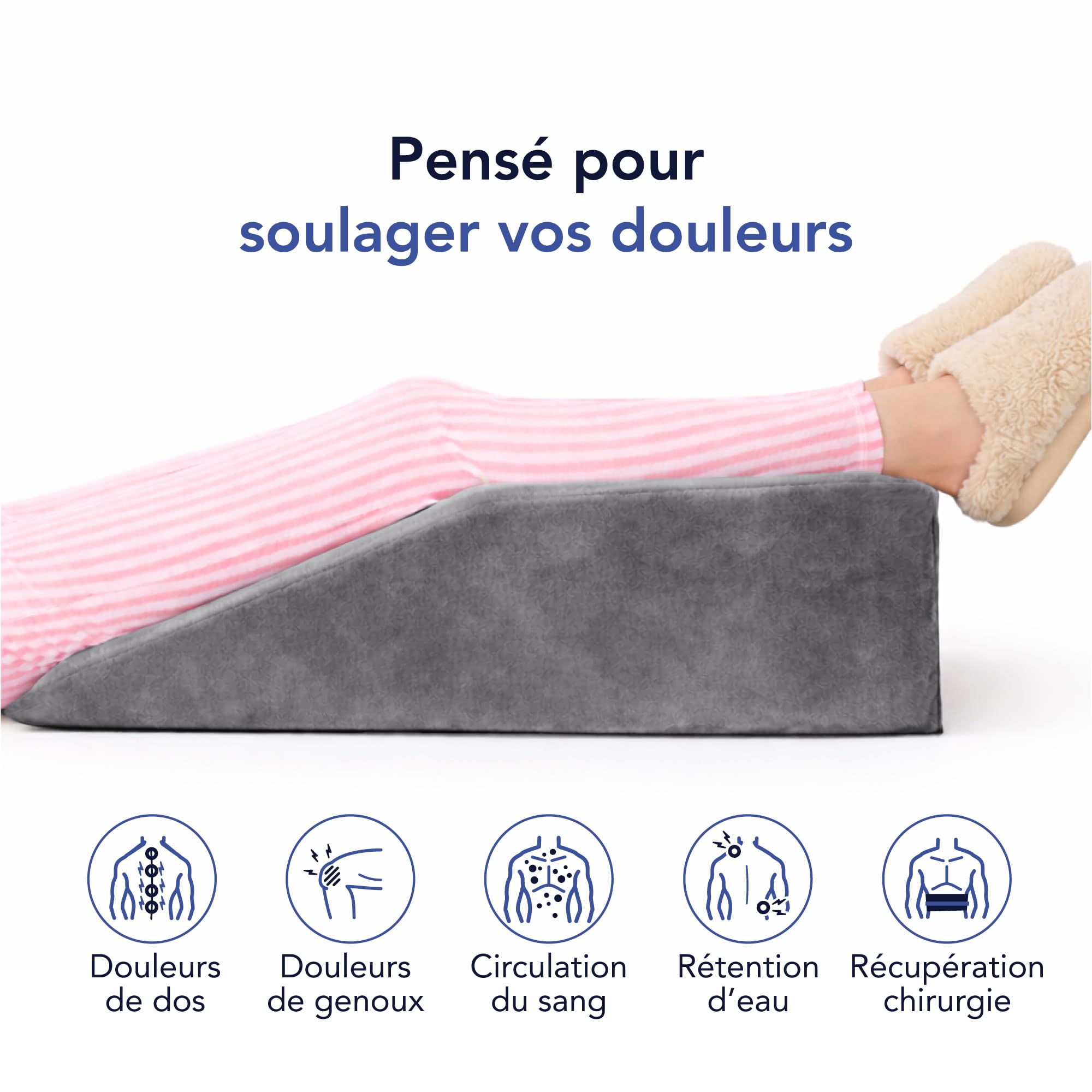 Dreamzie Coussin Ergonomique Repose Pieds - Coussin Orthopédique Genoux, Sciatique, Dos, Jambes, Circulation - Respirant, Lavable & Hypoallergénique