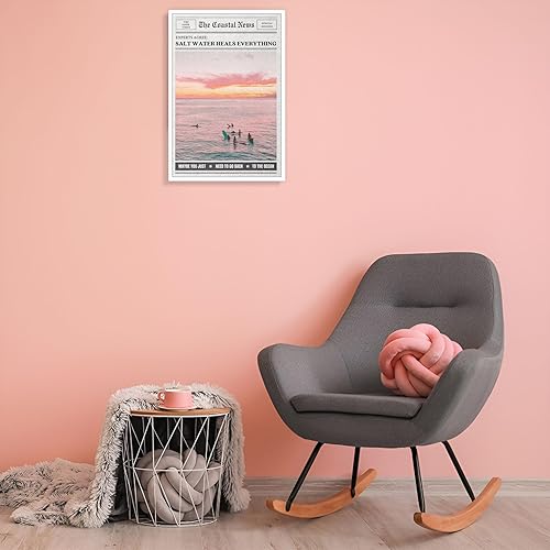 Miniatura 8 de Retro Heals Everything Posters Pink Beach Coastal Surf Girl Periódico, lienzo para pared, titular de revista, impresiones estéticas, pintura para el