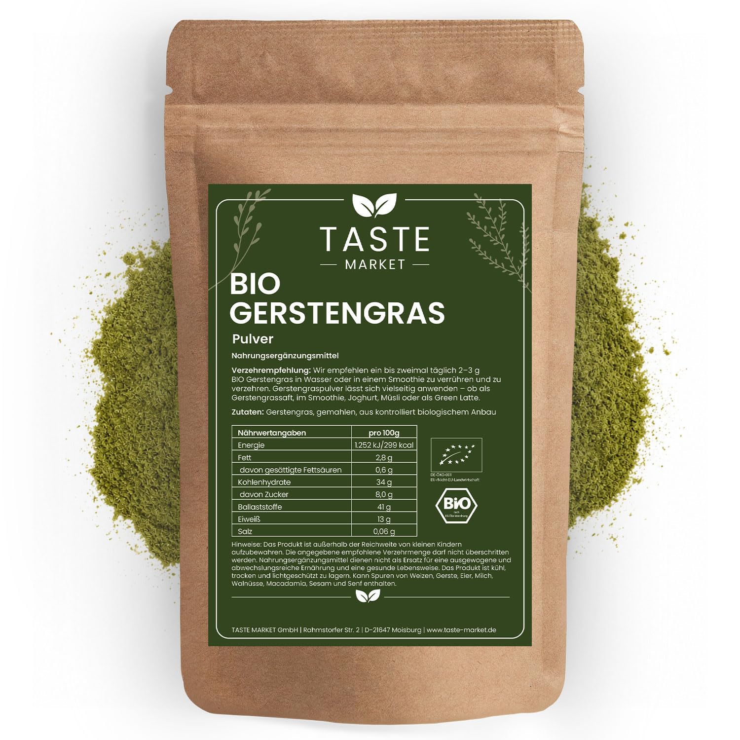5 kg BIO Gerstengras Pulver | 100% naturrein | gemahlen | Bioqualität | ohne Zusatzstoffe