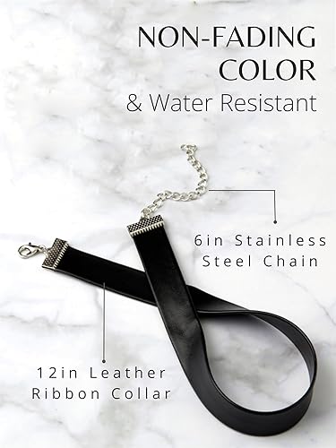 Miniatura 3 de Gargantilla de cuero negro para mujeres niñas niños y hombres joyería de cinta gótica lisa  Gargantilla de disfraz de camafeo victoriano de