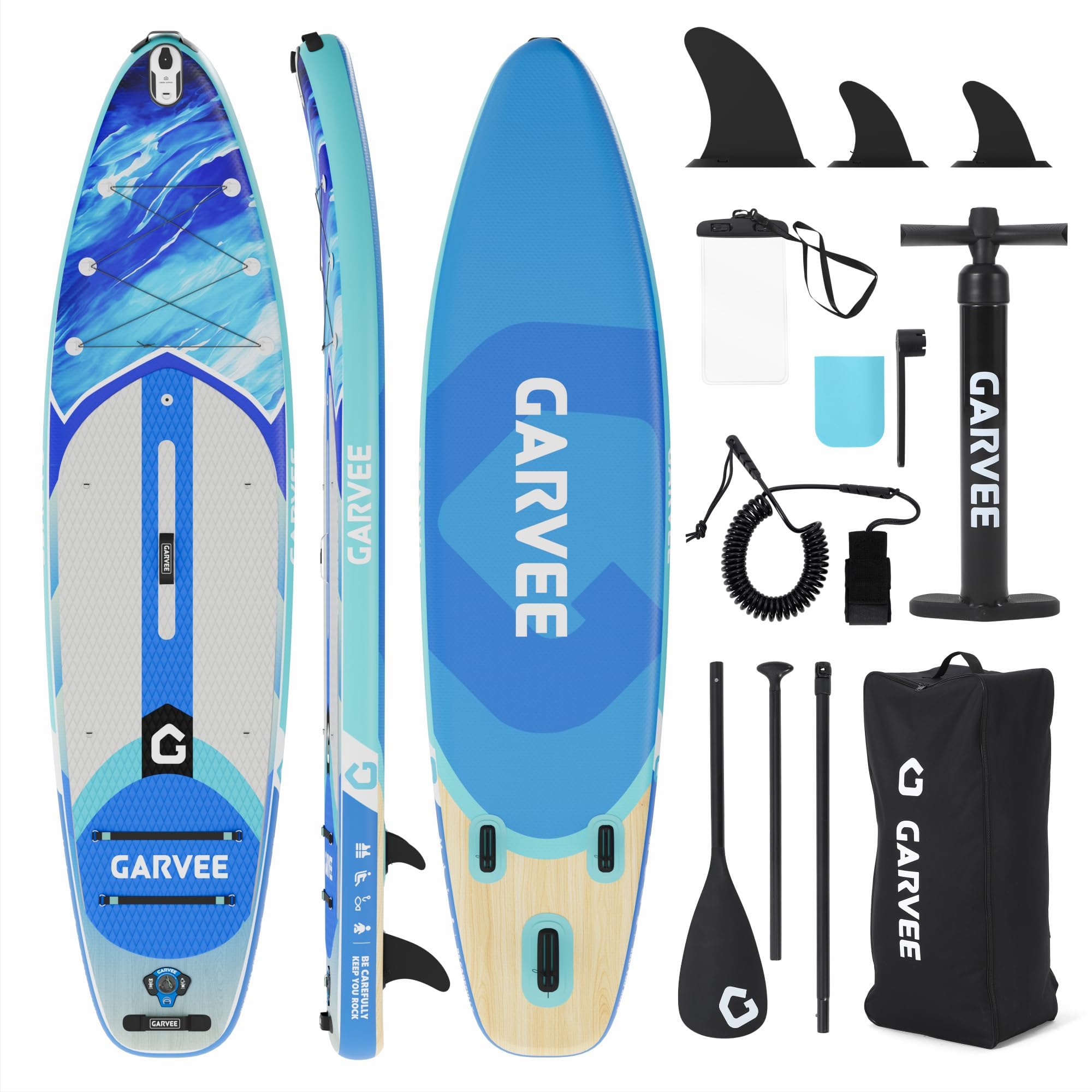 Aptliton 335x86x15cm Inflatable Stand Up Paddle Board for Adults, Full Accessories Set with Paddle, Backpack, Pump, Non-Slip EVA Surface, Phone Case, for All Skill Levels, Klein Blue