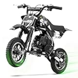 Mini Dirt Bike, 2-Stroke Gas Bike with Off-Rode Tire, Disc Brakes, Up to 20Mph, EPA Approved (Black)