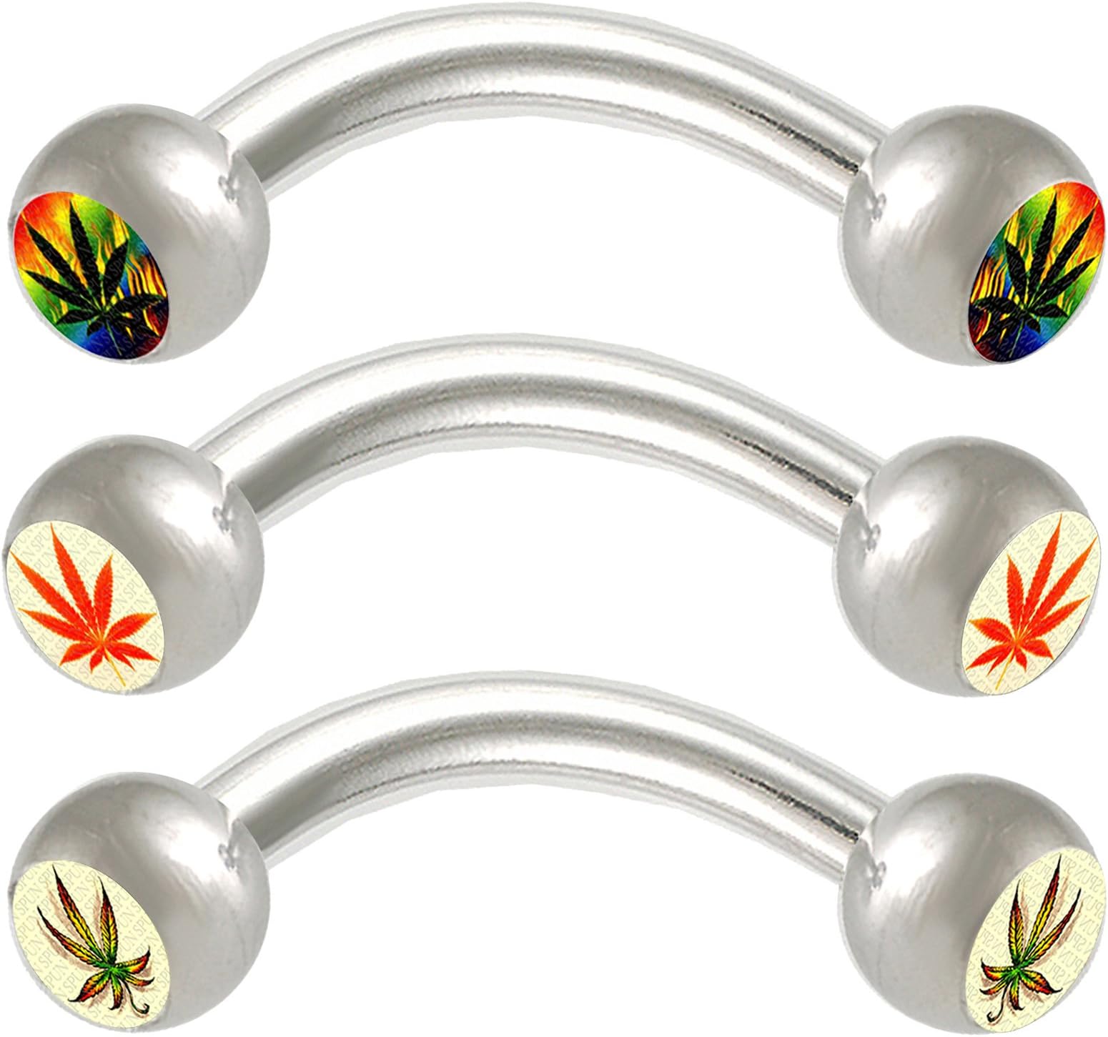 3Pcs 16g 16 Gauge 1.2mm 5/16 8mm Steel Eyebrow Lip Piercing Curved Barbell Tragus Rings Jewelry BBIC