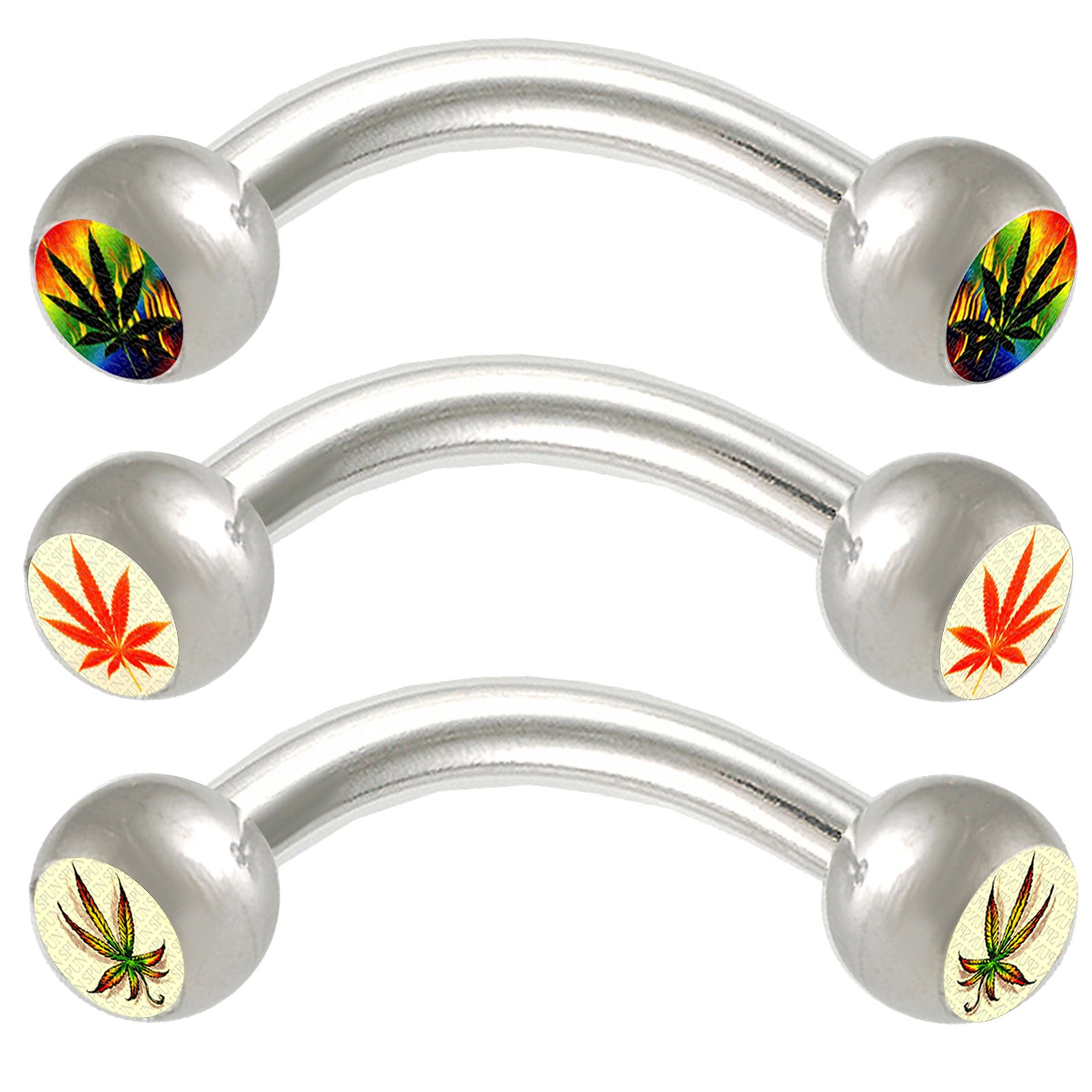 3Pcs 16g 16 Gauge 1.2mm 5/16 8mm Steel Eyebrow Lip Piercing Curved Barbell Tragus Rings Jewelry BBIC