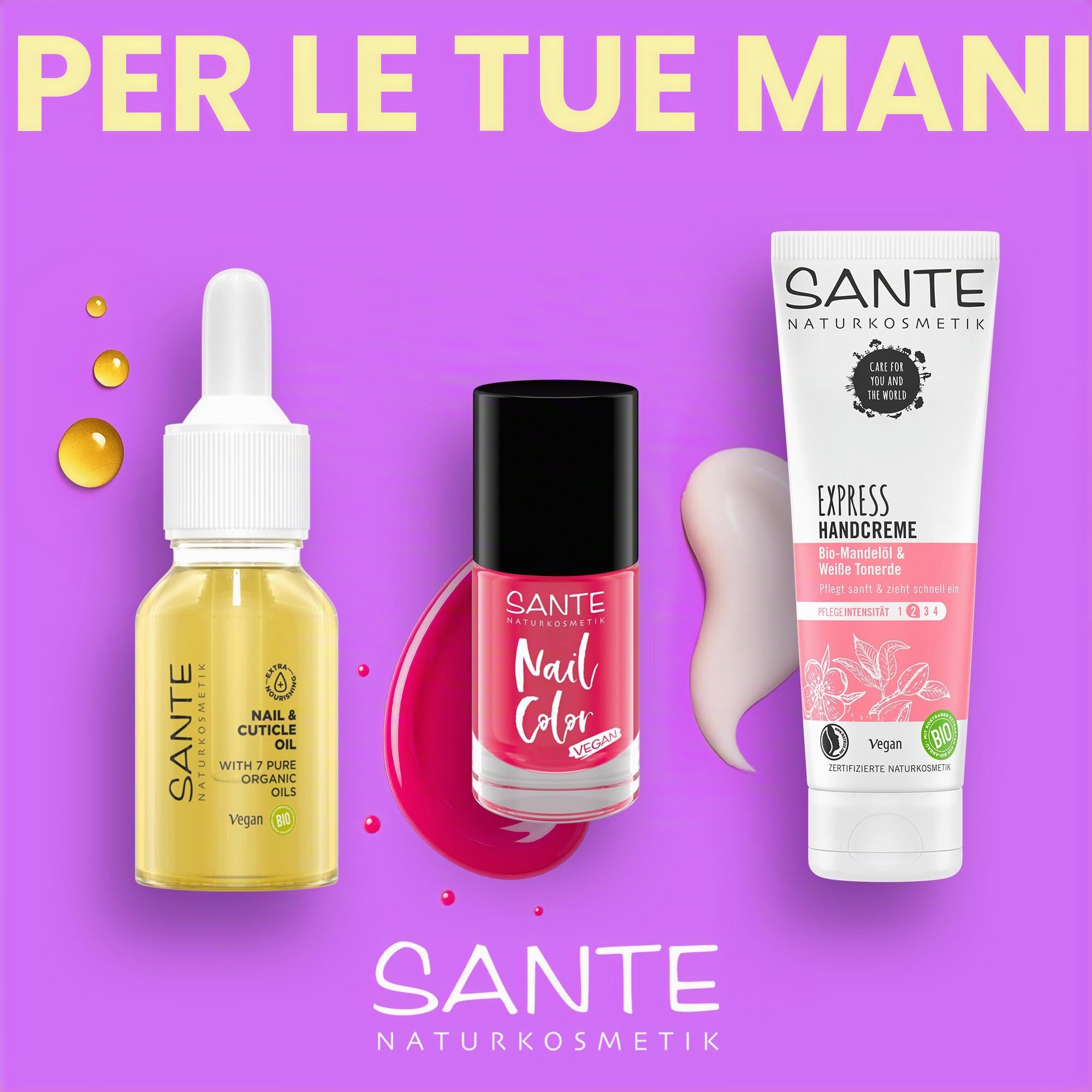 SANTE Naturkosmetik Olio per unghie e cuticole, olio per la cura delle unghie, cura per unghie e cuticole, con oli biologici e vitamina E, vegano, 15 ml