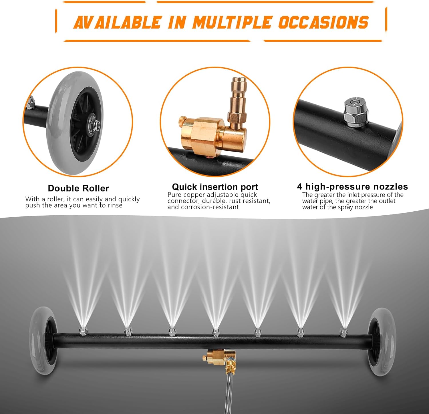 Selkie 24" Undercarriage Cleaner,2-in-1 Undercarriage Pressure Washer,Surface Cleaner Water Broom with 3pcs Extension Wand and Quick Connect Pivot Coupler 4000psi,Underbody Car Washer