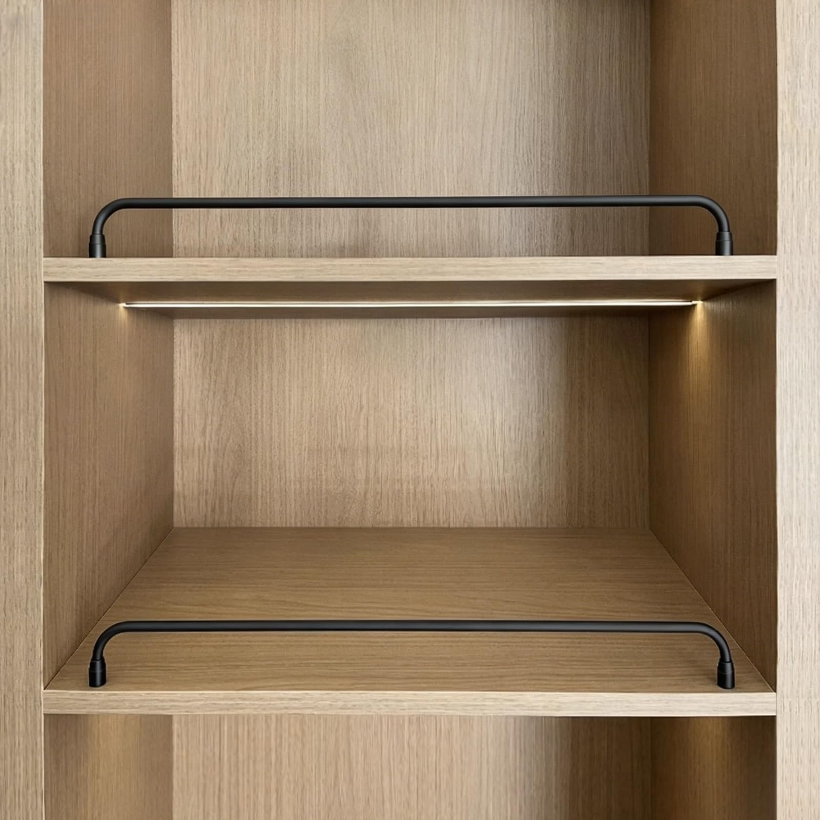 Anti-Fall Bookshelf Shelf Guard Rail 2 Pack, Home Bathroom Kitchen Pantry Warehouse Cabinet Fence Edge Guardrail Item Retaining Bar，2 Inch Tall(Black,Long 16in/41cm)