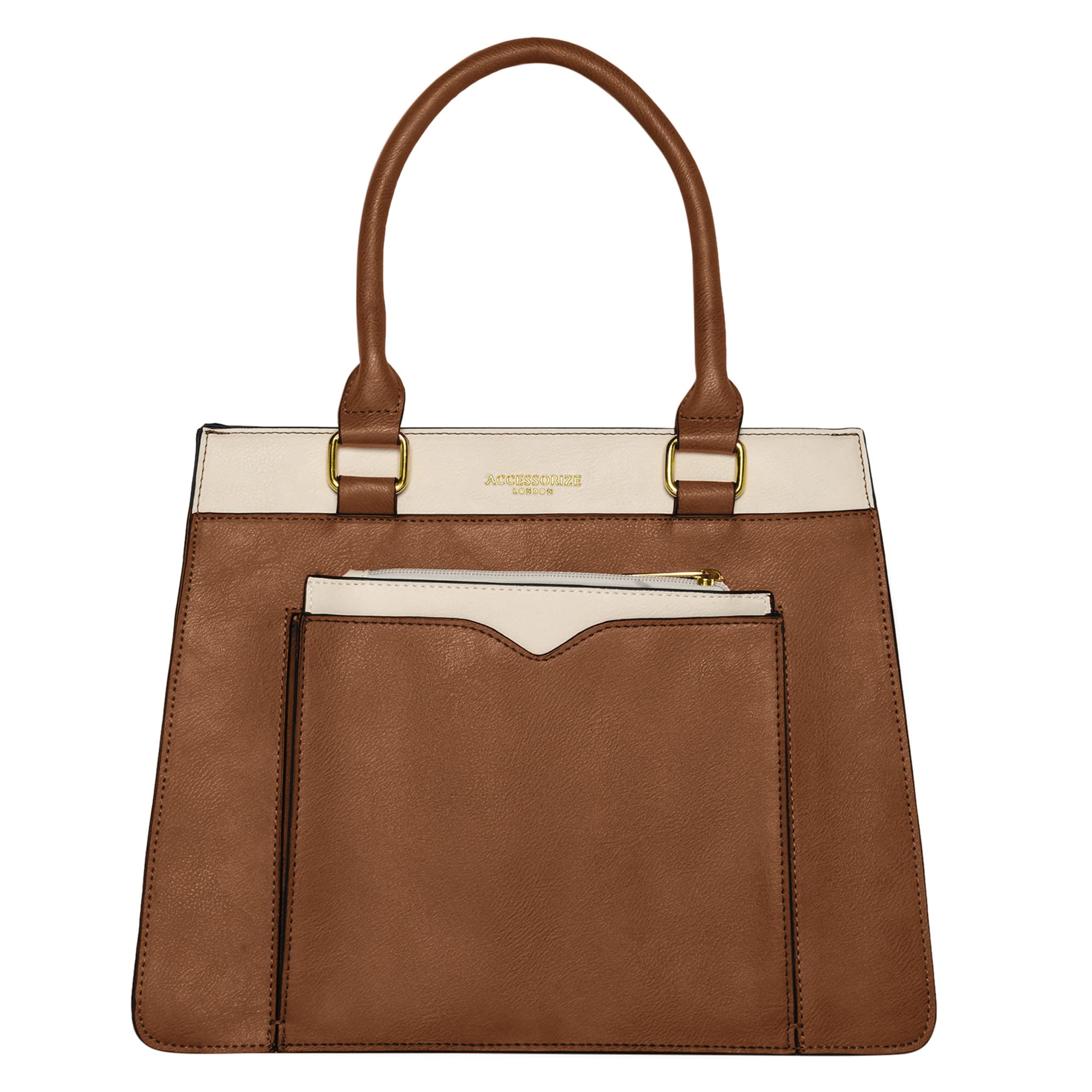 Accessorize London Womens Faux Leather Tan Athena Color Block handheld Bag (B0BQWPGB83) Amazon Price History, Amazon Price Tracker