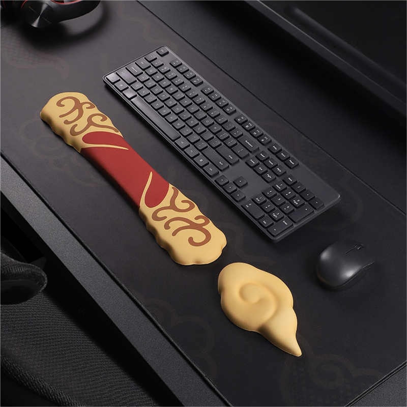 Repose-Poignet pour Clavier, Ensemble Support de Poignet et Tapis Bureau for Clavier Souris, Court Long, 3 pièces(Desk Mat)