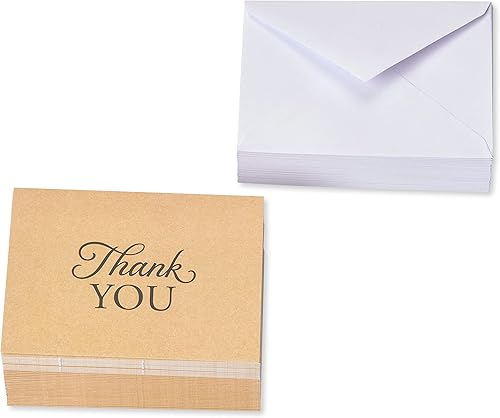 Miniatura 4 de American Greetings Tarjetas de agradecimiento con sobres, estilo Kraft marrón (50 unidades)
