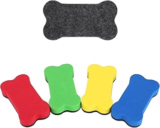Molain Dry Erase Erasers, 4 PCS Huge Bone Shaped Magnetic Whiteboard Eraser Magnetic Dry Erasers for White Board Colorful White Board Erasers Dry Wipe Eraser for Classroom Home Office