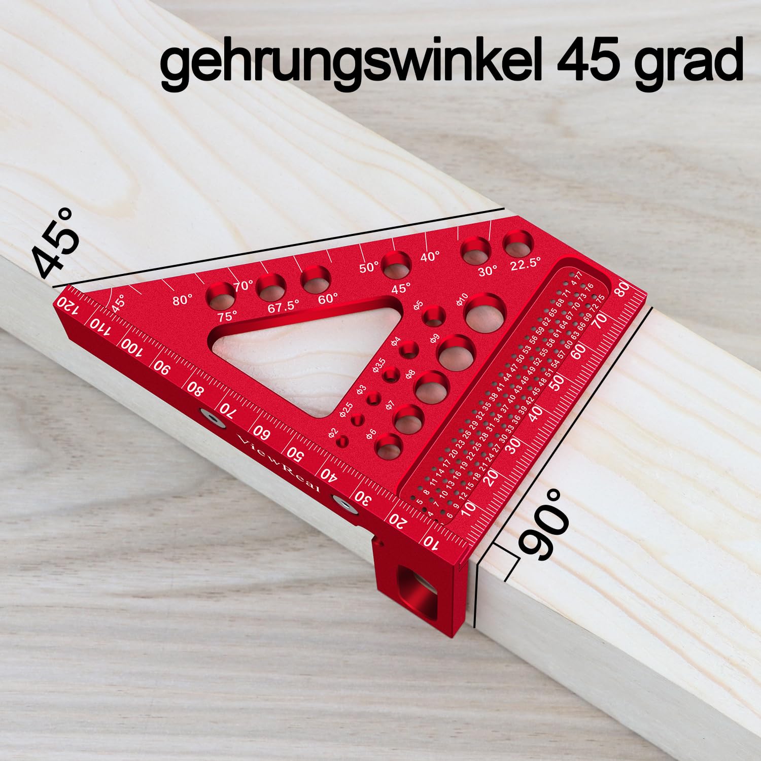 Righello 3D in alluminio, 8,7 cm, quadrato, 22,5-90, strumento di layout ad alta precisione per falegnami, ingegneri