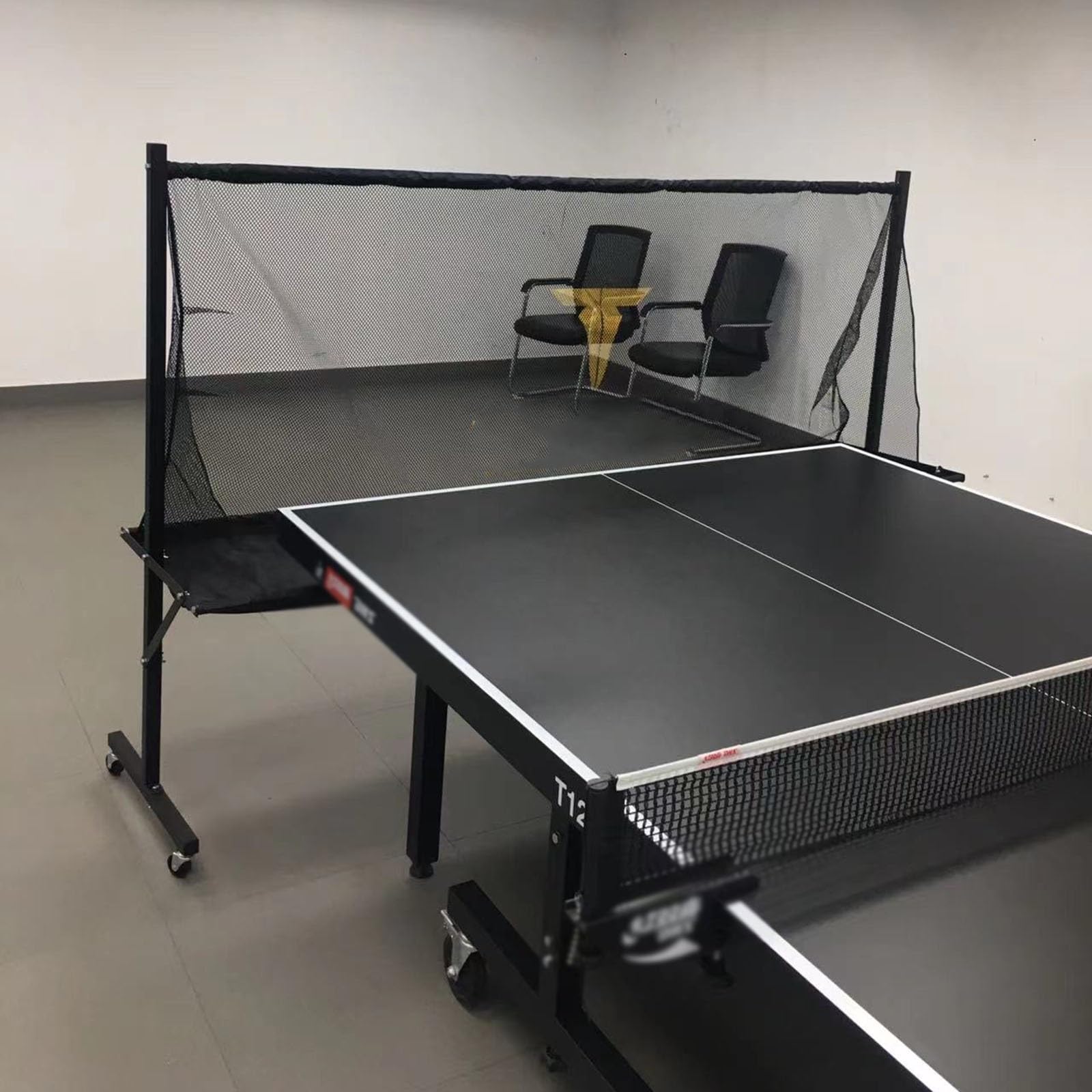 RENLXFI Rolling Table Tennis Robot Catch Net, Adults & Kids Training Tool for Multi Ball Drills, Ping Pong Recycle Catcher Equipment for Indoor Outdoor Serve Practice, Metal Frame