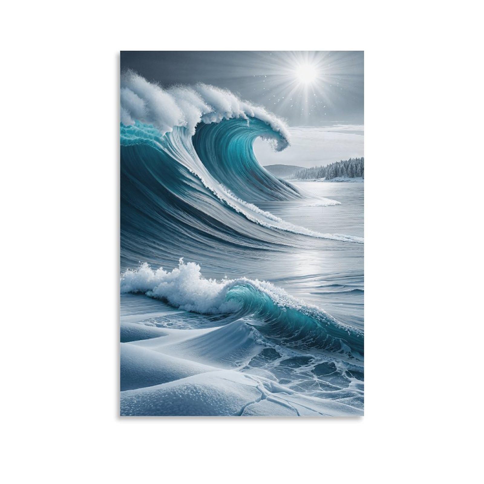 XPASHIQWC Blues Glacier Waves Wall Decor Poster Canvas Prints Picture Modern Canvas Wall Art Picture Wall Hanging for Living Room Bedroom Home Decorations 20x30inch(50x75cm)